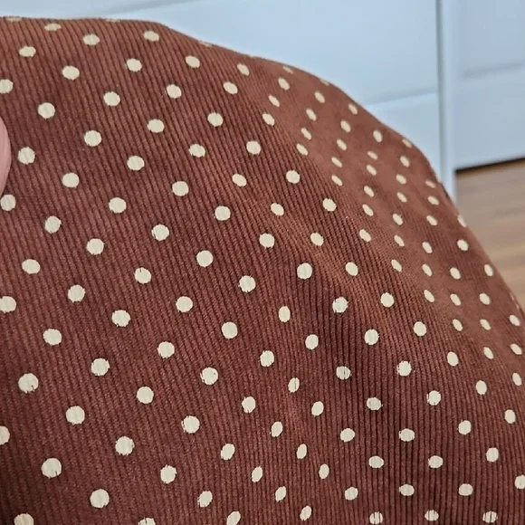 Brown Polka Dot Corduroy Balloon Pants - Picture 6 of 6